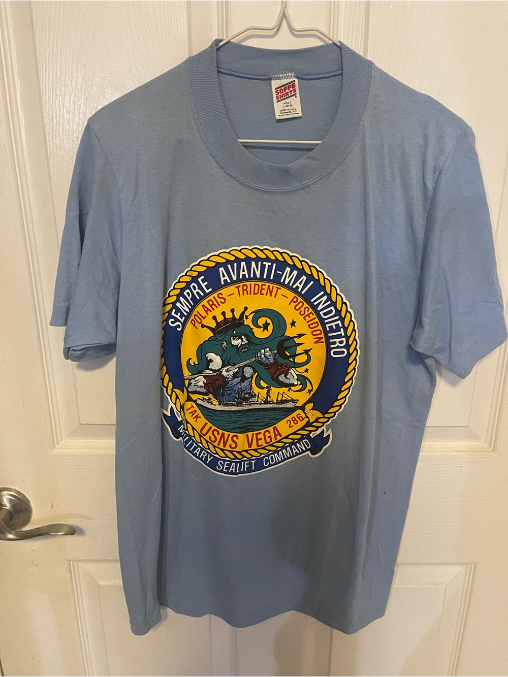 Soffe Light Blue Short-Sleeve Graphic Tee with Multicolor Naval Crest